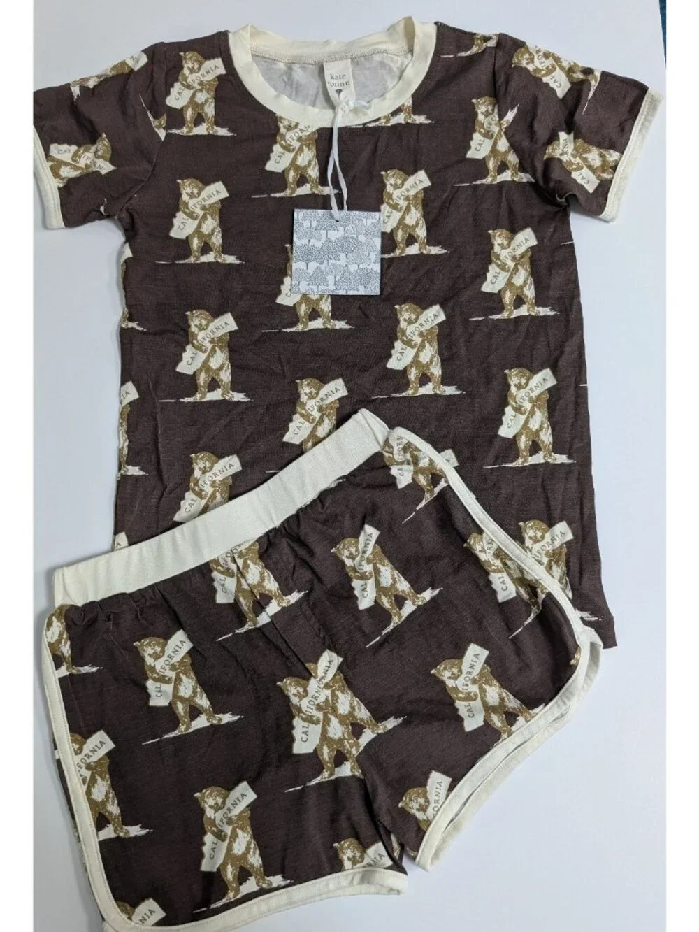 Kate Quinn Bamboo California Bears Ringer Tee Track Shorts Set 6Y